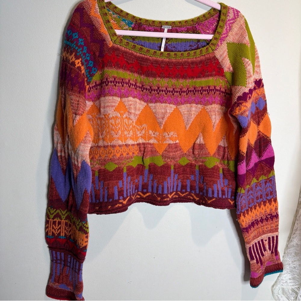 Free People Lydia Monochrome Pullover Colorful Sweater - Picture 4 of 6